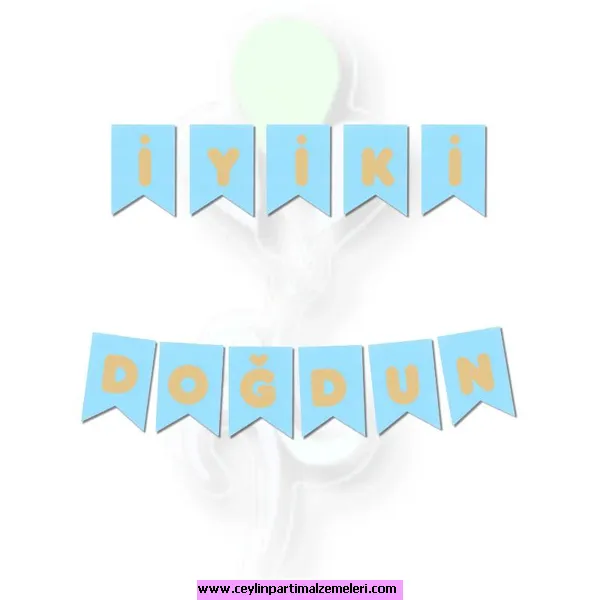 Mavi-Altın Yaldızlı İyi Ki Doğdun